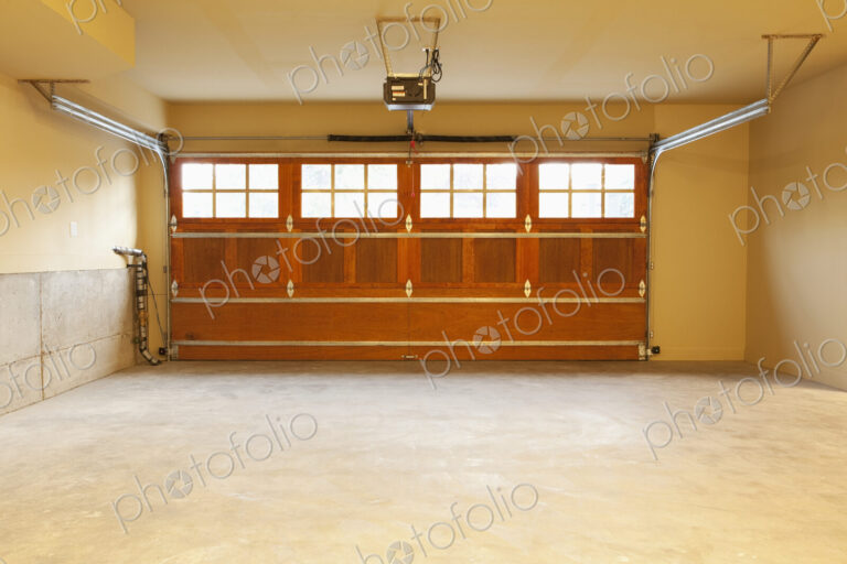 Interior of an empty domestic garage.