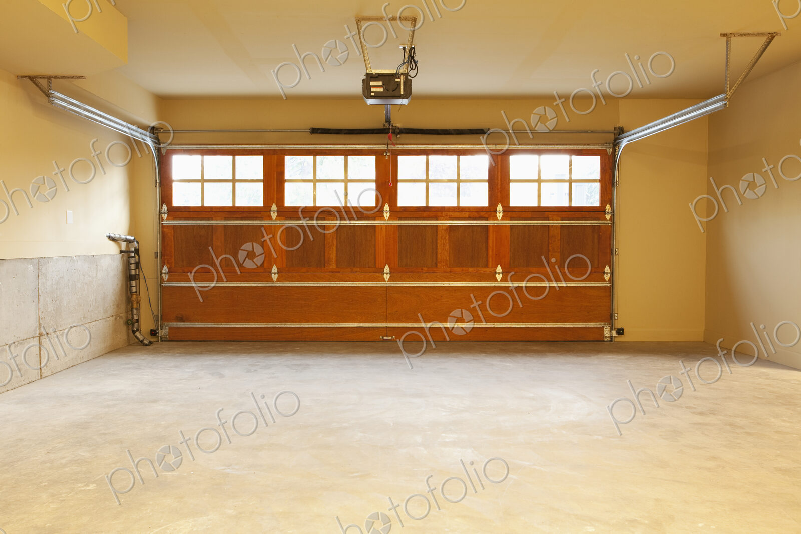 Interior of an empty domestic garage.