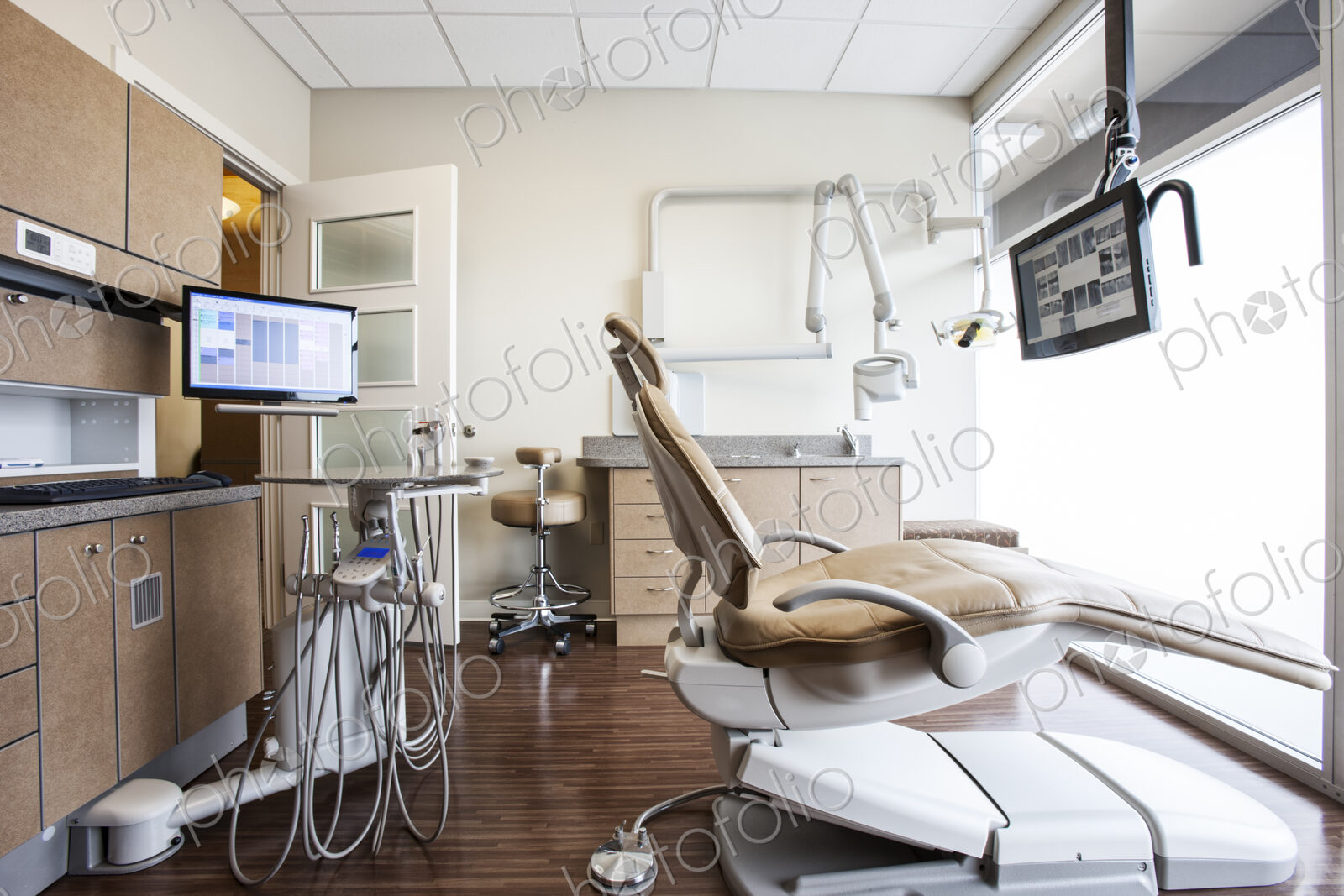 Interior of an up to date dentist office.