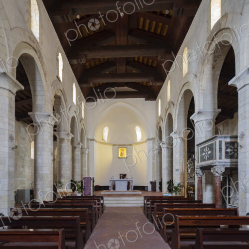 Interior of the 12th century Cathedral of the Blessed Virgin Mary of Romania, view to…