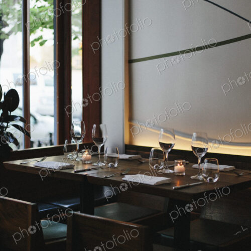 Interior view of a city restaurant.