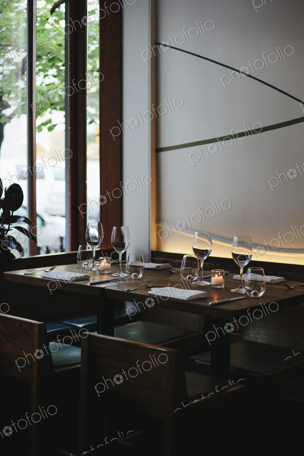 Interior view of a city restaurant.