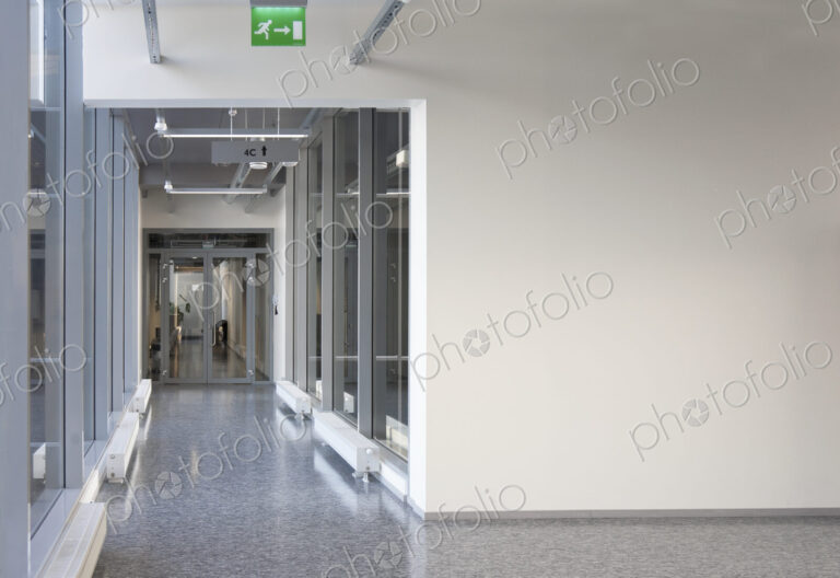 Interior view of a corridor at a university chemistry department .