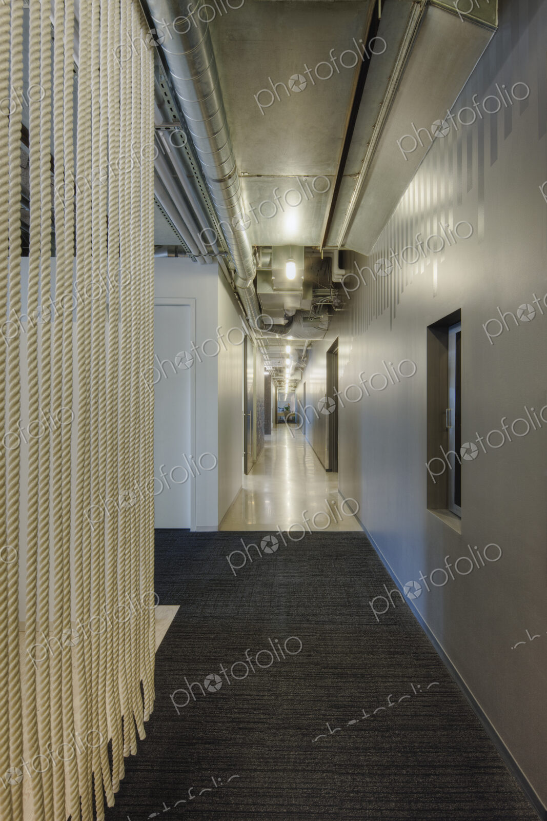 Interior view of a corridor in an office building, Washington, USA.