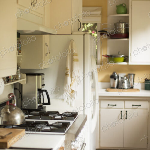 Interior view of a domestic kitchen.