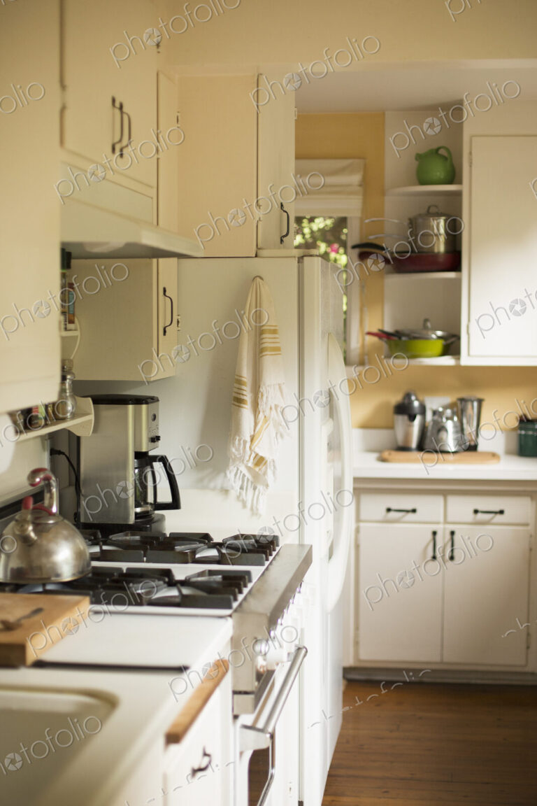 Interior view of a domestic kitchen.