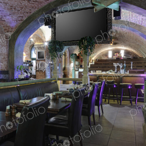 Interior view of a restaurant with vaulted ceiling in Moscow, Russia. Interior view of a restaurant with vaulted ceiling in Moscow, Russia.