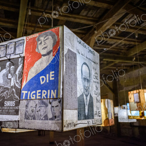 Interior view of an exhibition in the Latvian Holocaust Museum in Riga Interior view of an exhibition in the Latvian Holocaust Museum in Riga