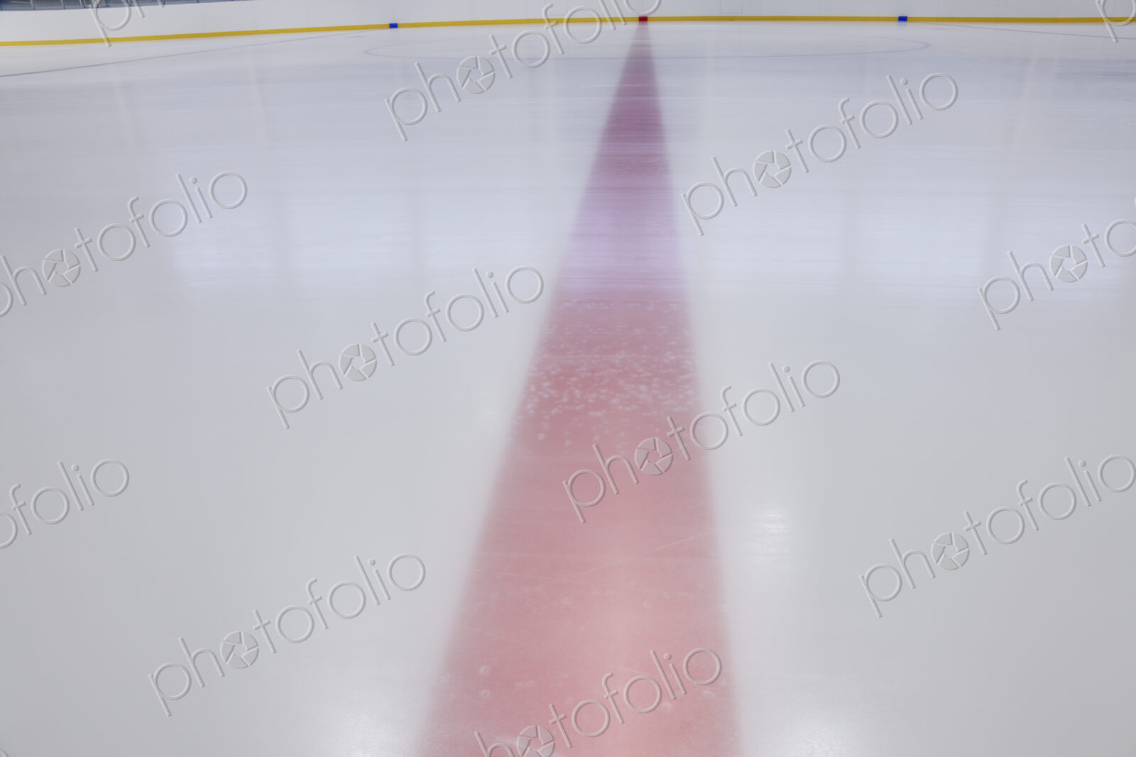 Interior view of an ice rink with ice hockey markings