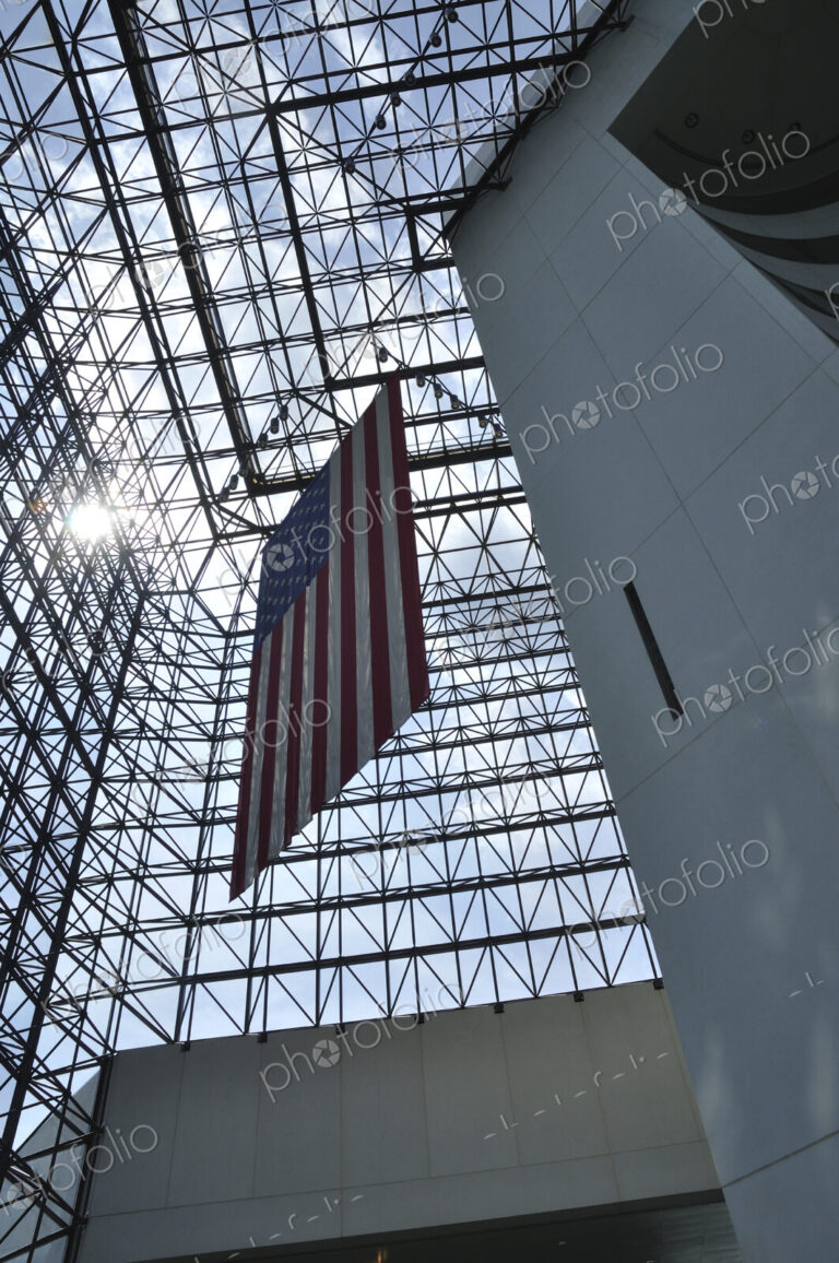 Interior view of the John F Kennedy Presidential Library in Boston, Massachusetts
