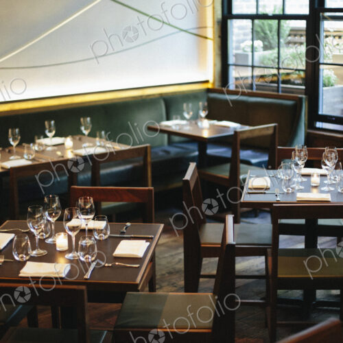 Interior view ofa city restaurant.