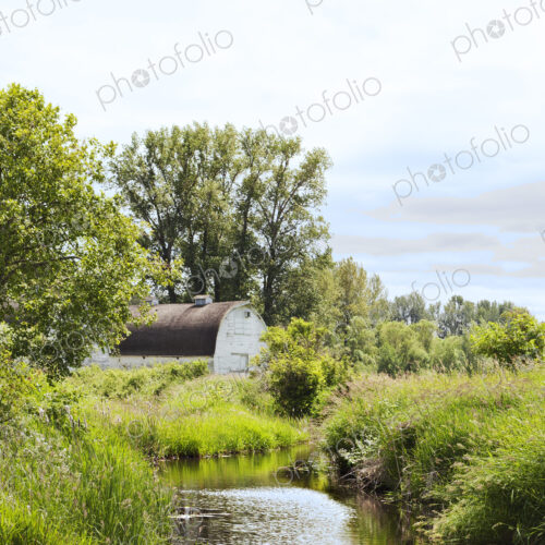 Irrigation ditch and old barn, Olympia, Washington, United States Irrigation ditch and old barn, Olympia, Washington, United States