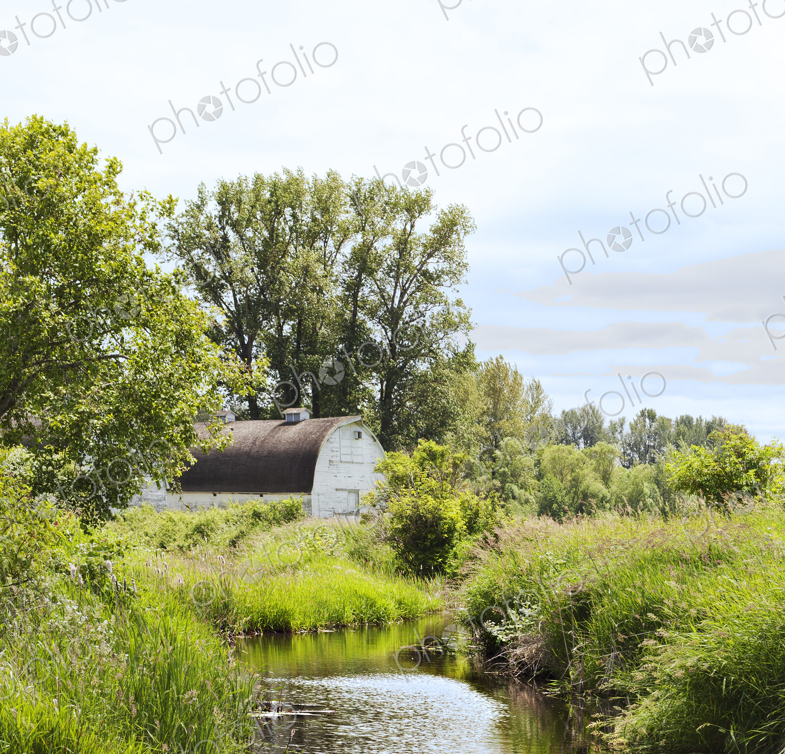 Irrigation ditch and old barn, Olympia, Washington, United States