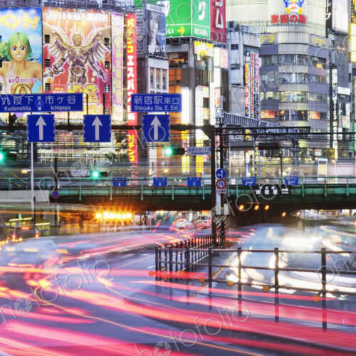Japanese Downtown Traffic At Dusk Japanese Downtown Traffic At Dusk