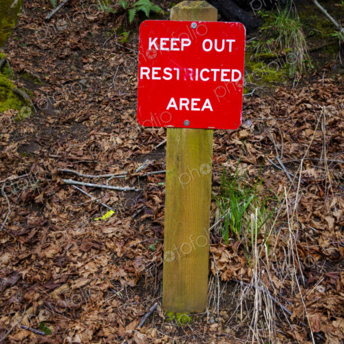 Keep Out Restricted Area sign at old World War 2 era bunker, Salt Creek Recreational… Keep Out Restricted Area sign at old World War 2 era bunker, Salt Creek Recreational…