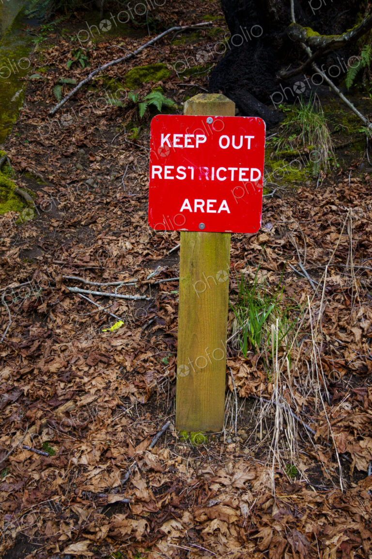 Keep Out Restricted Area sign at old World War 2 era bunker, Salt Creek Recreational…