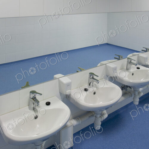 Kindergarten School Sinks, at a low level for childrens use.