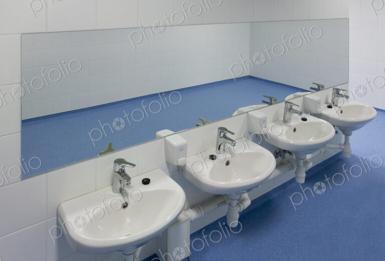 Kindergarten School Sinks, at a low level for childrens use.
