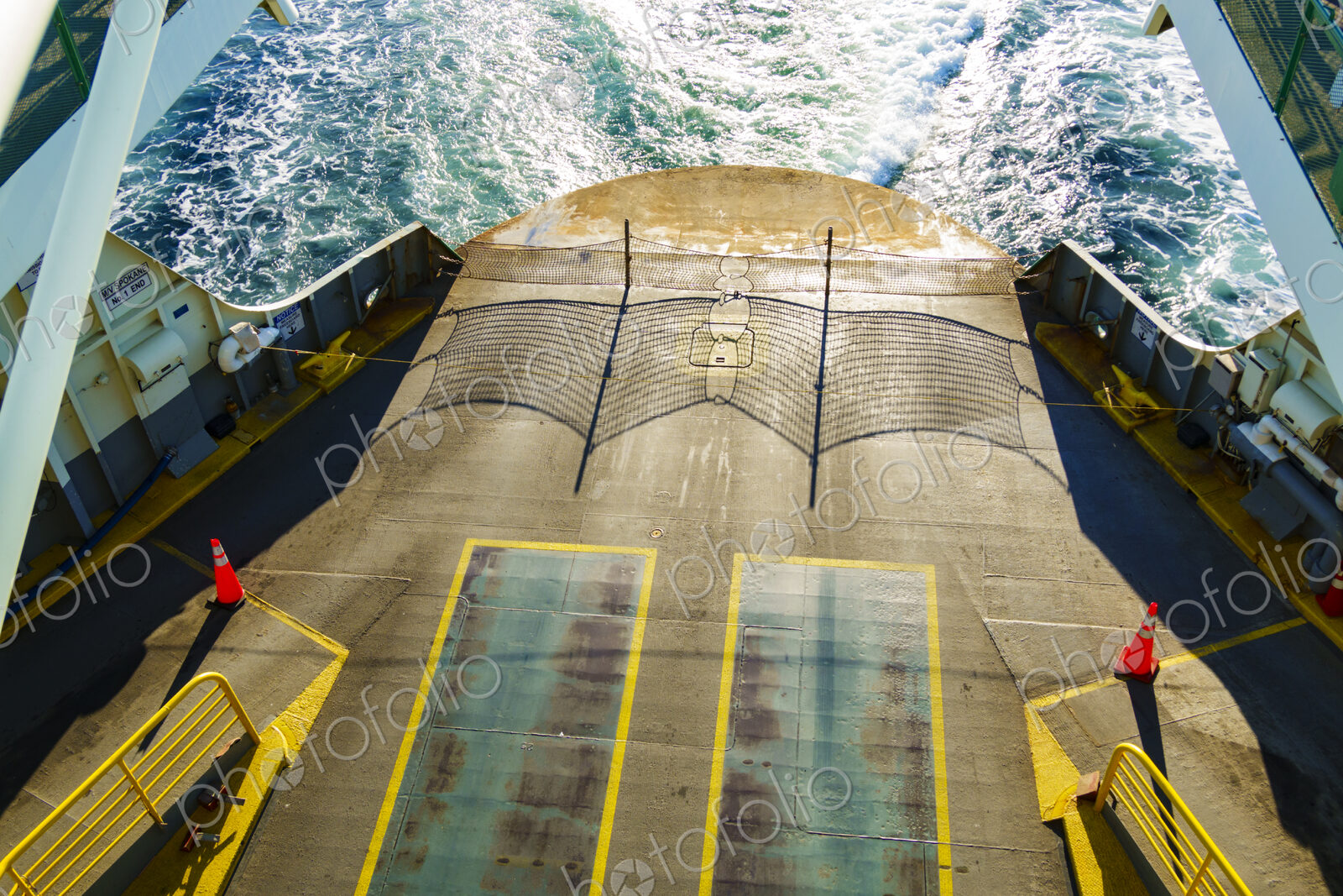 Kingston to Edmonds ‘Spokane’ ferry on Puget Sound, looking down onto the exit ramp…
