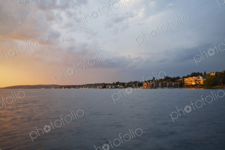 Kirkland skyline along waterfront, Kirkland, Washington, United States