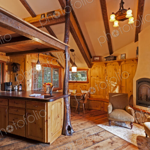 Kitchen and loft in wooden tree house Kitchen and loft in wooden tree house