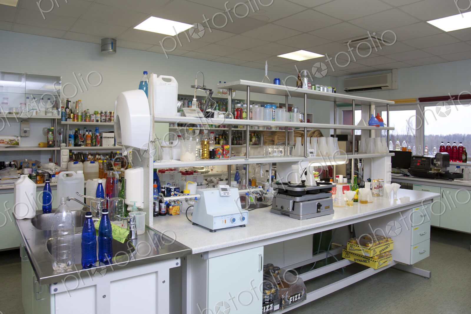 Laboratory,with scientific equipment to test and analyse products, drinks industry,…