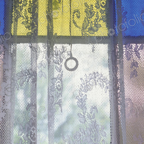 Lace Curtain and Stained Glass Window Panes
