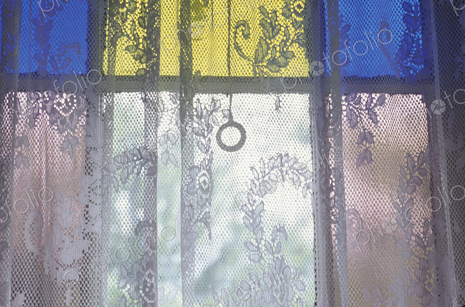 Lace Curtain and Stained Glass Window Panes