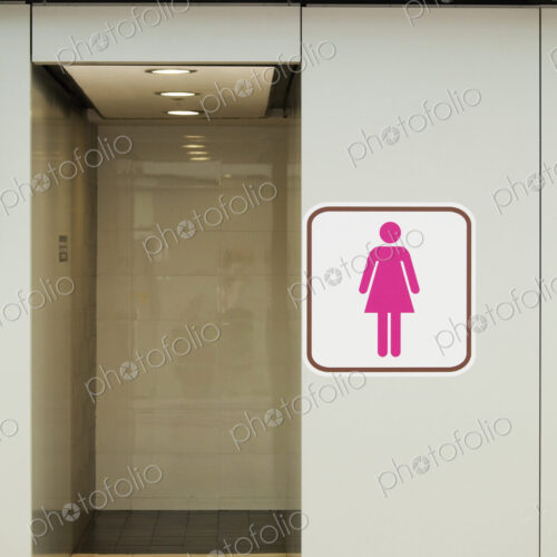 Ladies' public toilet bathroom entrance.