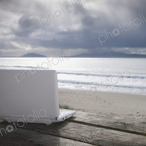 Laptop Computer At Beach