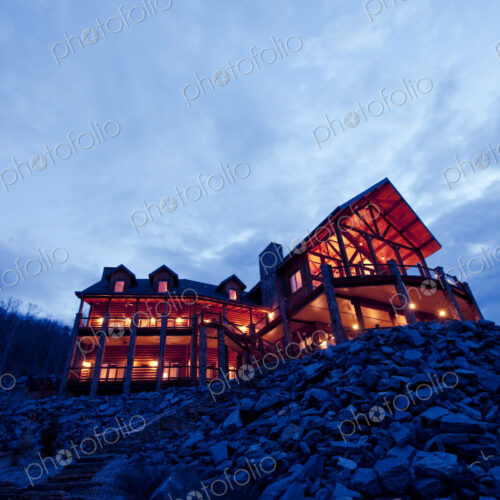 Large Wooden Hotel at Night Large Wooden Hotel at Night