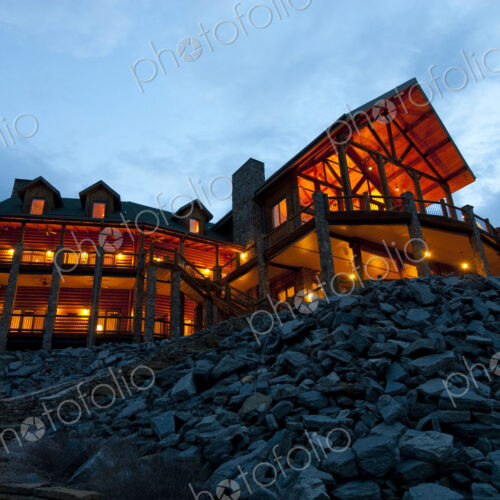 Large Wooden Hotel at Night Large Wooden Hotel at Night