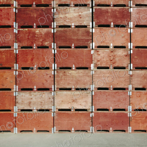 Large stack of fruit boxes for harvesting and storing apples, near Quincy
