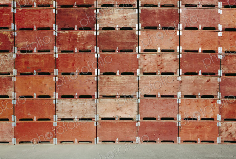 Large stack of fruit boxes for harvesting and storing apples, near Quincy