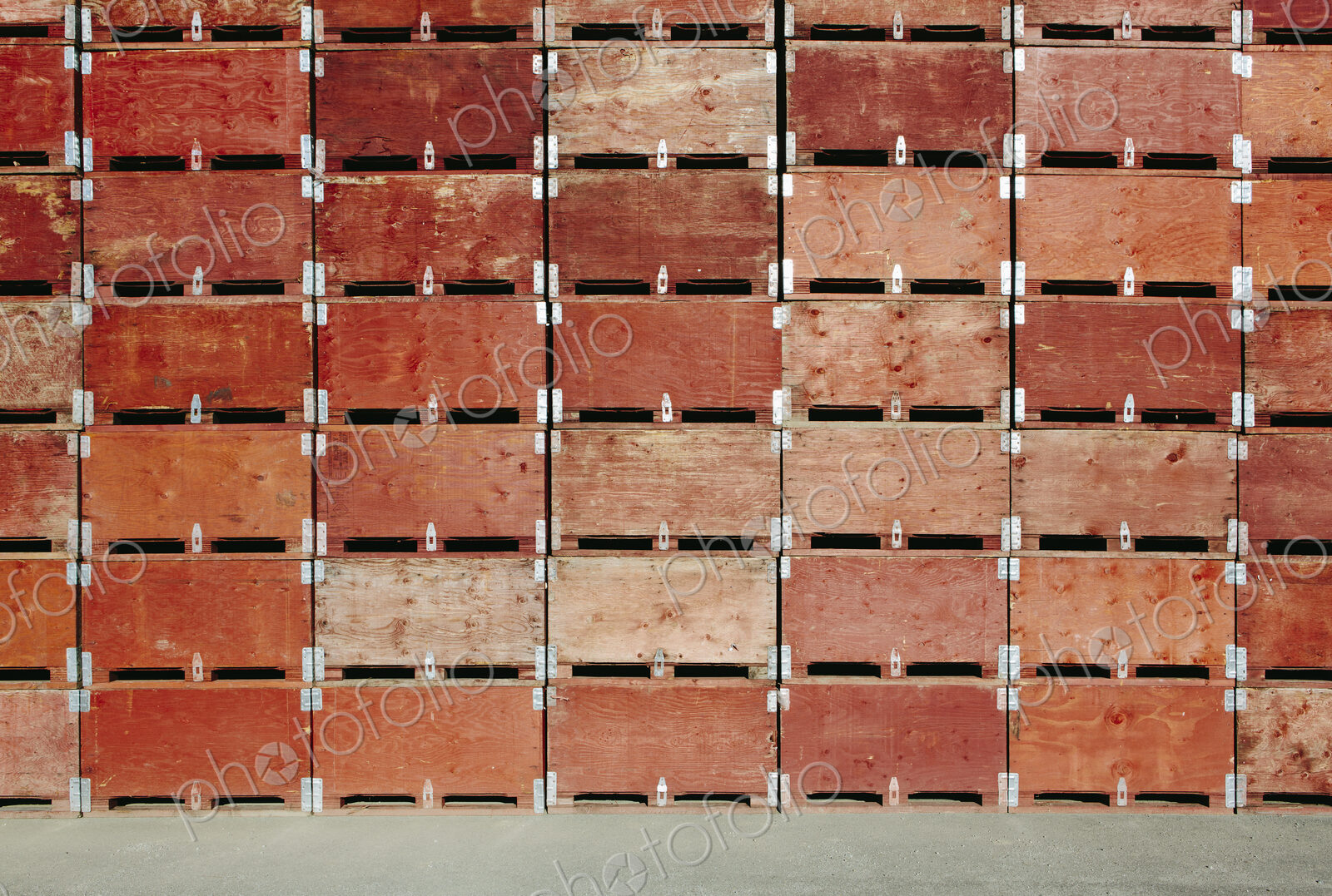 Large stack of fruit boxes for harvesting and storing apples, near Quincy