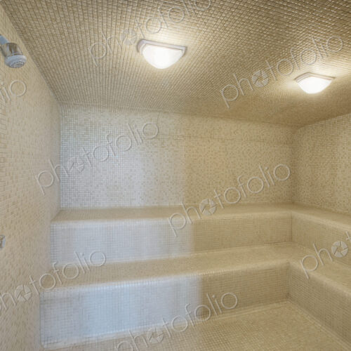 Large tile sauna shower