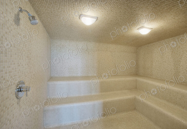 Large tile sauna shower
