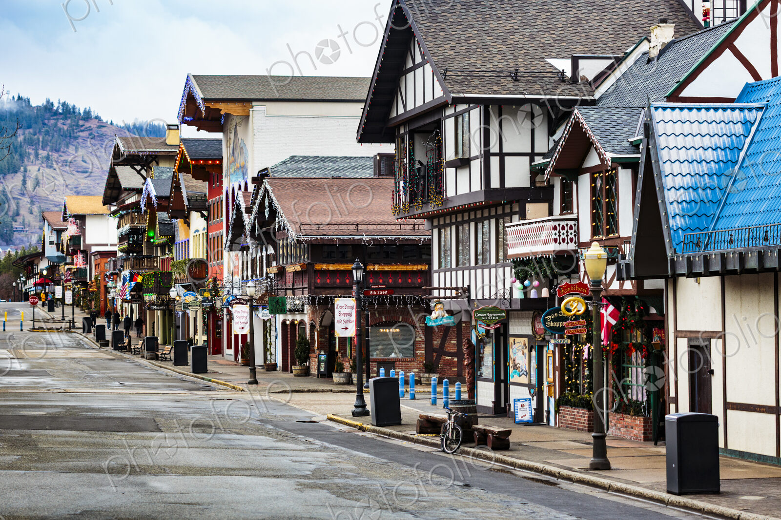 Leavenworth, a Bavarian themed town in eastern Washington, the main street.
