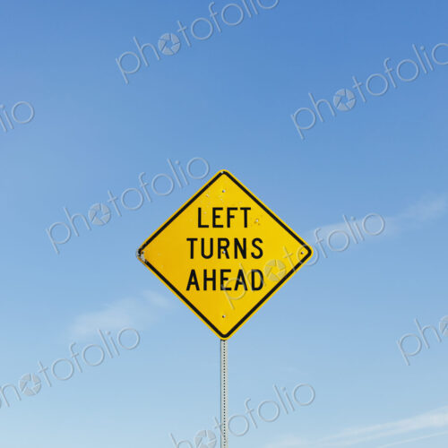 Left Turns Ahead yelloow traffic sign Left Turns Ahead yelloow traffic sign