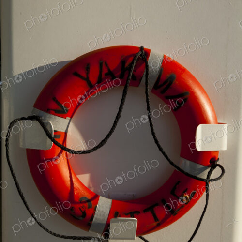 Life ring on the ferry Yakima on Puget Sound, Seattle Life ring on the ferry Yakima on Puget Sound, Seattle