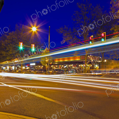 Light Trails Through an Intersection at Night Light Trails Through an Intersection at Night
