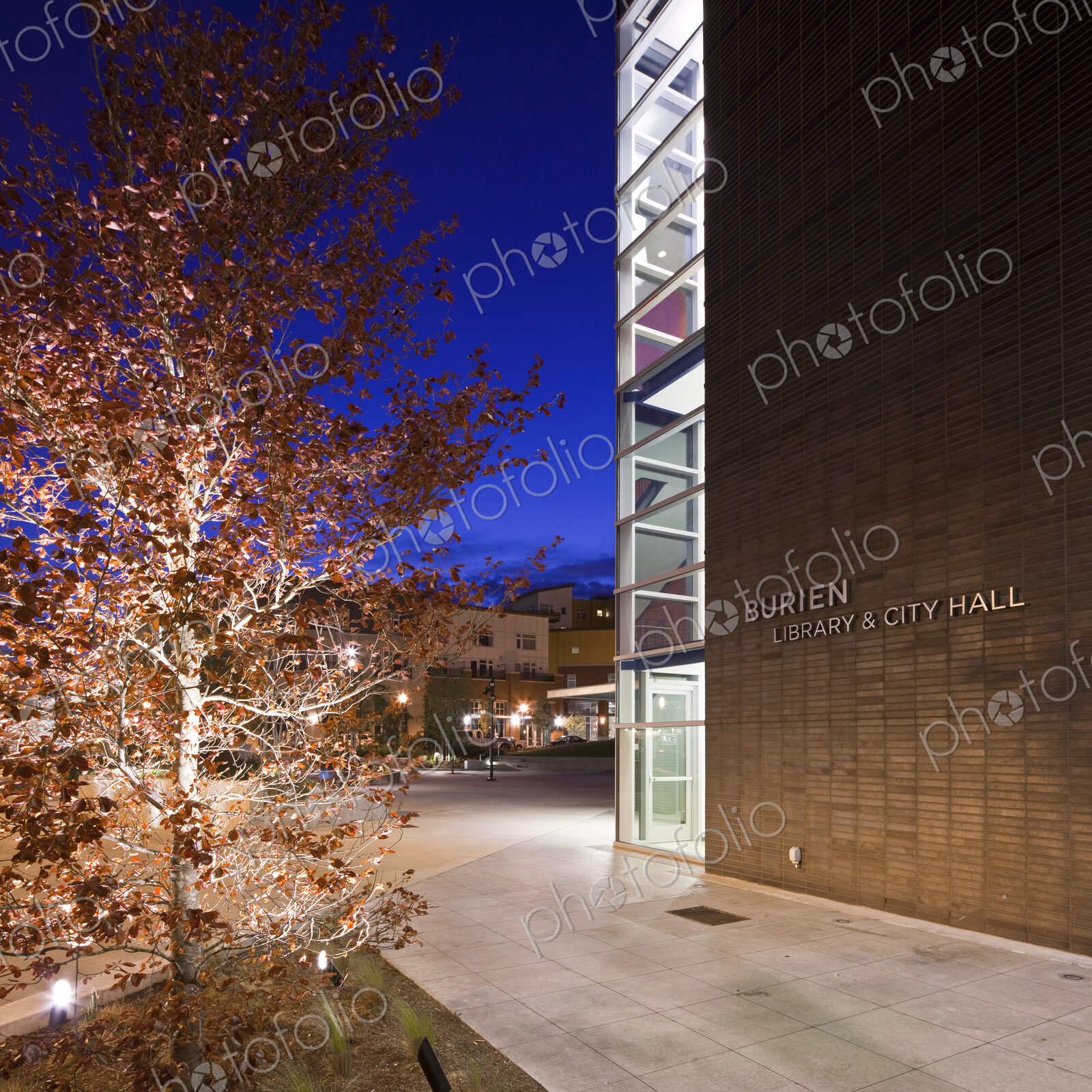 Lighted Corner Entrance To Burien City Hall