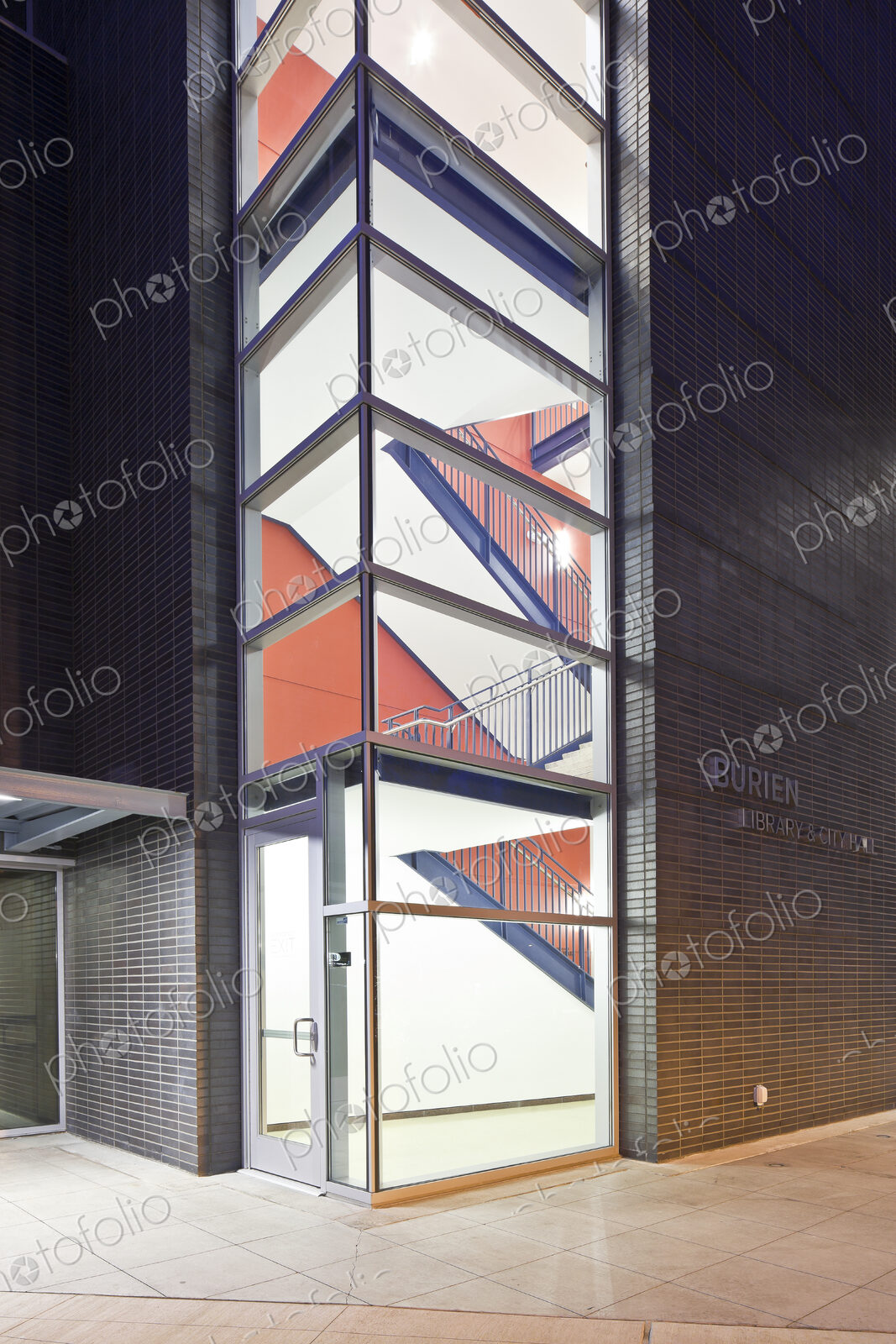Lighted Corner Stairwell Entrance to a Building