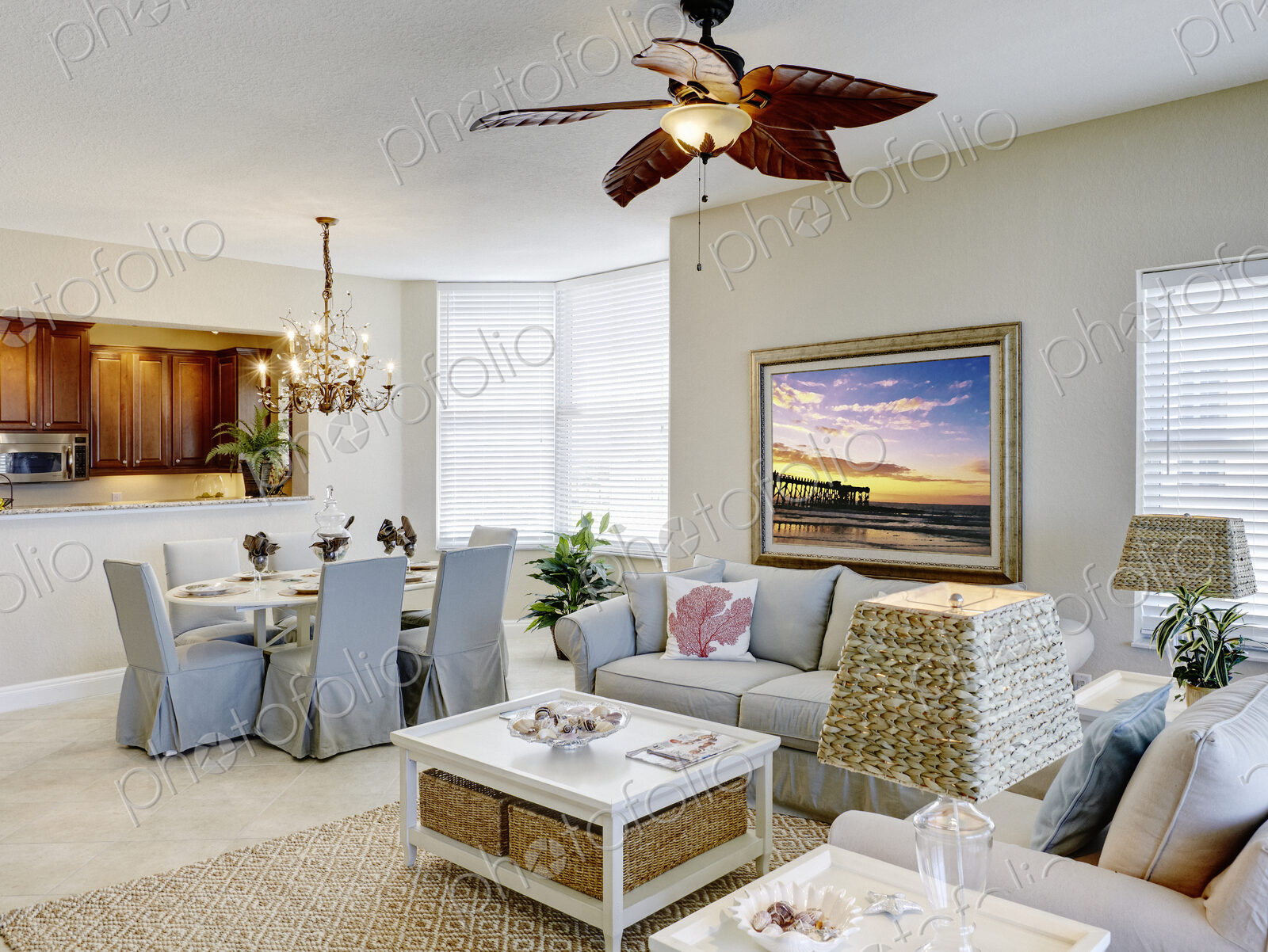 Living room and dining room