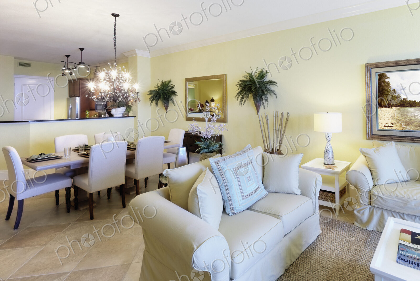 Living room and dining room