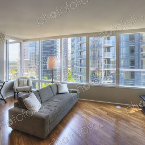 Living room in highrise apartment Living room in highrise apartment