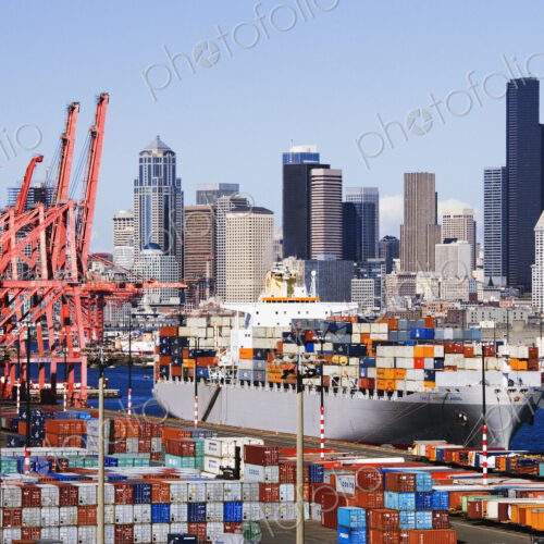 Loaded Container Ship In Seattle Harbor Loaded Container Ship In Seattle Harbor