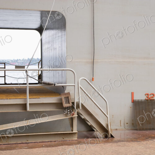 Loading Dock, gangway on board a boat, steps and railings