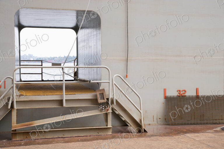 Loading Dock, gangway on board a boat, steps and railings