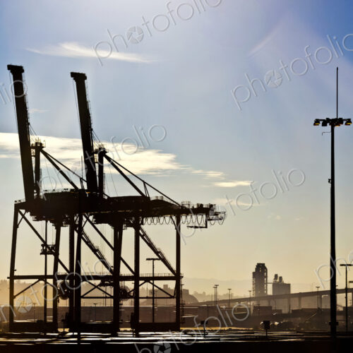 Loading Machinery at an Industrial Harbor